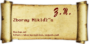 Zboray Miklós névjegykártya